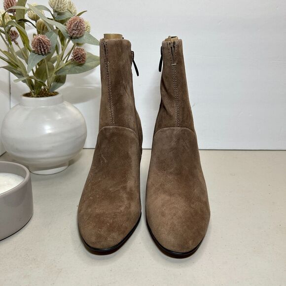 Franco Sarto L-Pia Block Heel Dressy Suede Ankle Boot Taupe Women's 6 M NWOB - Picture 2 of 12